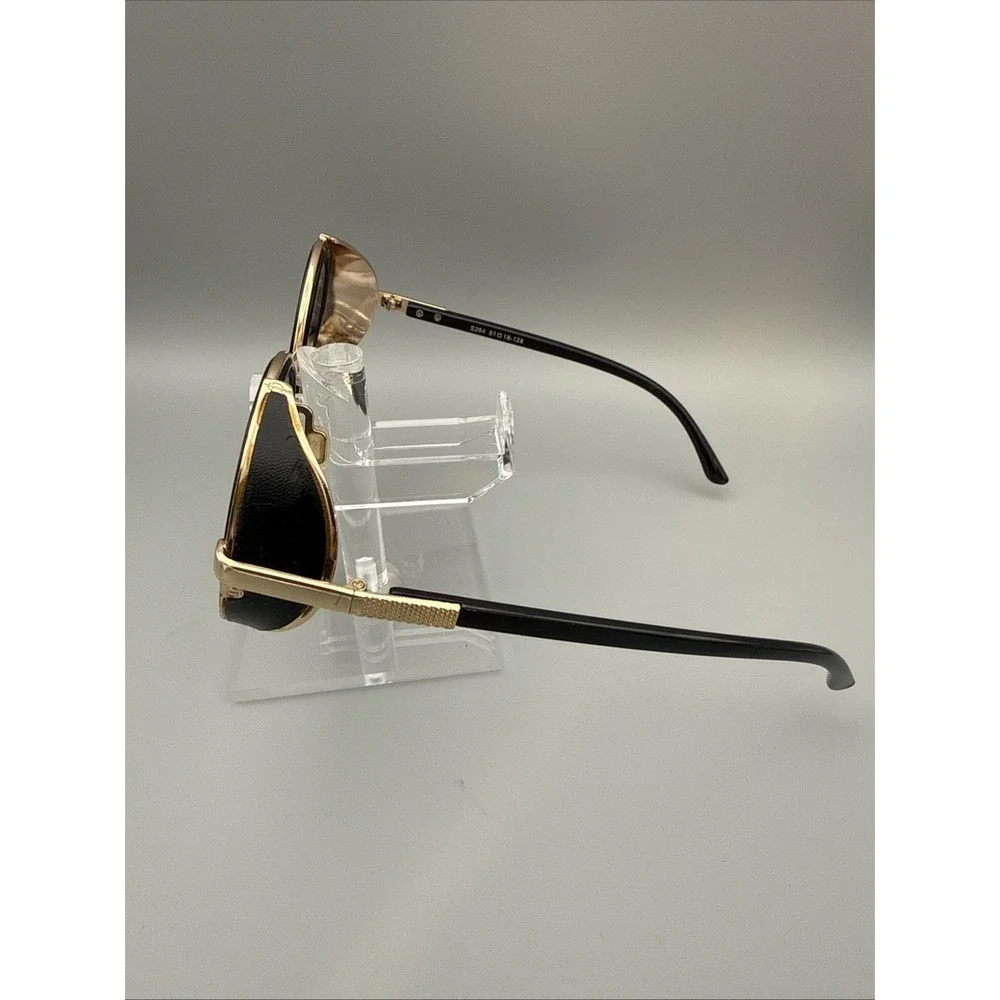Round Punk Sunglasses Men Vintage Luxury Steampunk  Black/Gold Metal Funk Hip